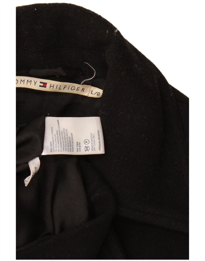 Tommy Hilfiger Γυναικείο παλτό μπιζελιού UK 16 μεγάλο μαύρο μαλλί