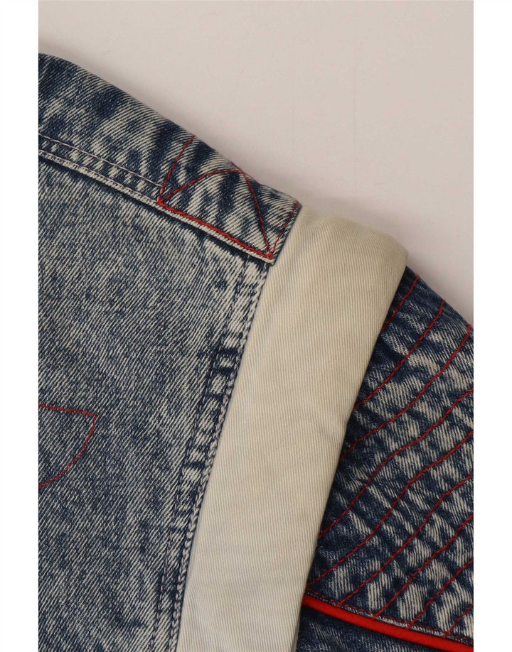 Vintage Ανδρικό Sherpa Τζιν μπουφάν IT 48/50 μεσαίου μπλε χρώματος βαμβακερό