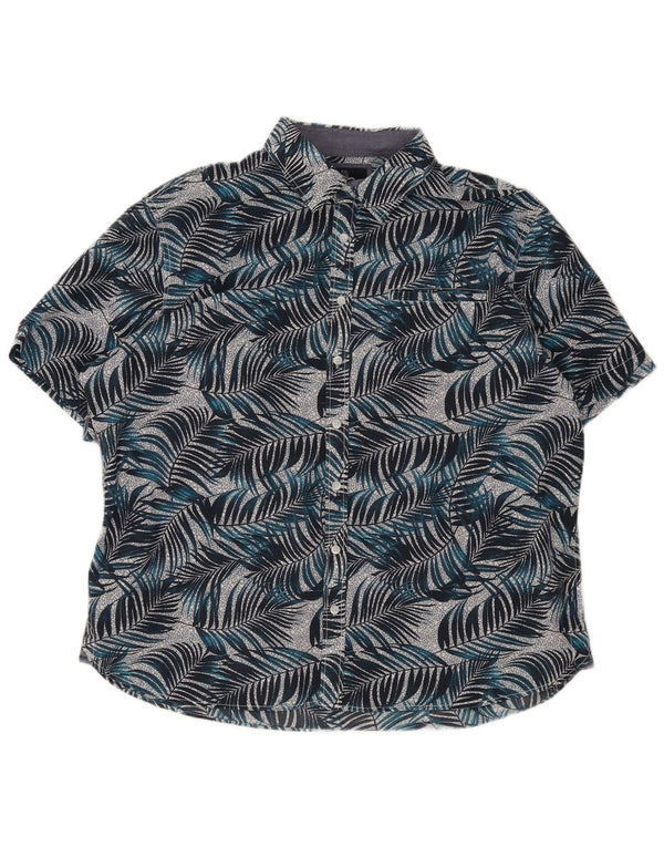 Canada Mens Short Sleeve Shirt UK 45/46 2XL Navy Blue Floral Cotton