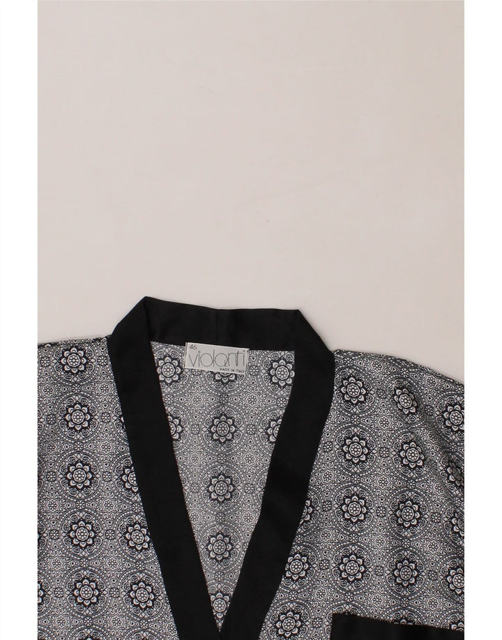 VINTAGE Womens Shirt Blouse IT 46 Large Grey Floral Polyester Vintage Vintage and Second-Hand Vintage from Messina Hembry 