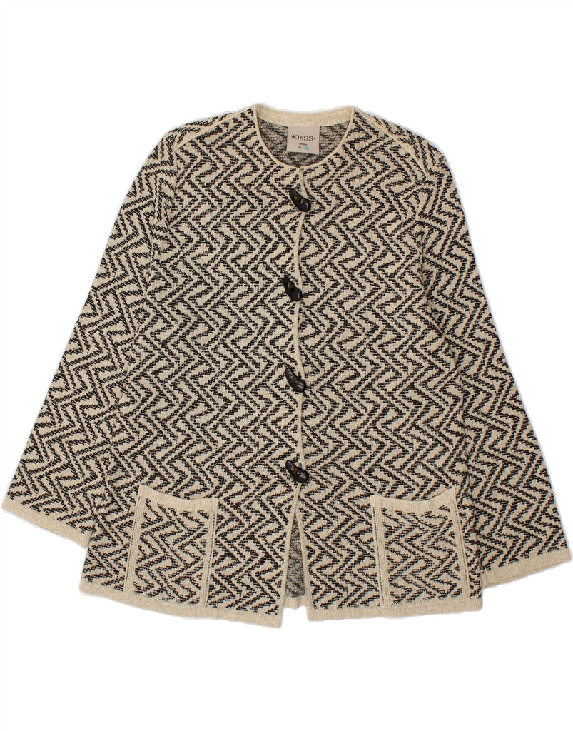 KRISS SWEDEN Womens Cardigan Sweater UK 18 XL Beige Chevron Vintage Kriss Sweden and Second-Hand Kriss Sweden from Messina Hembry 