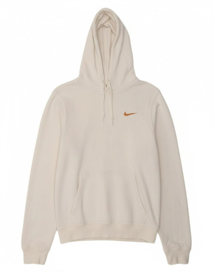 NIKE Mens Hoodie Jumper Small White Cotton