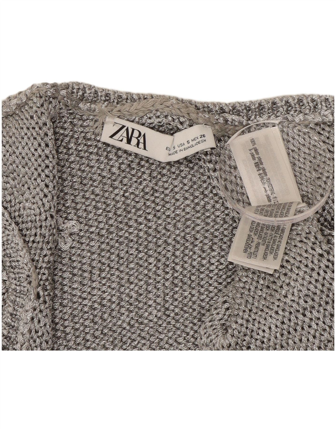 Zara Γυναικείο γιλέκο Crop Tank Top UK 10 Small Silver Polyester