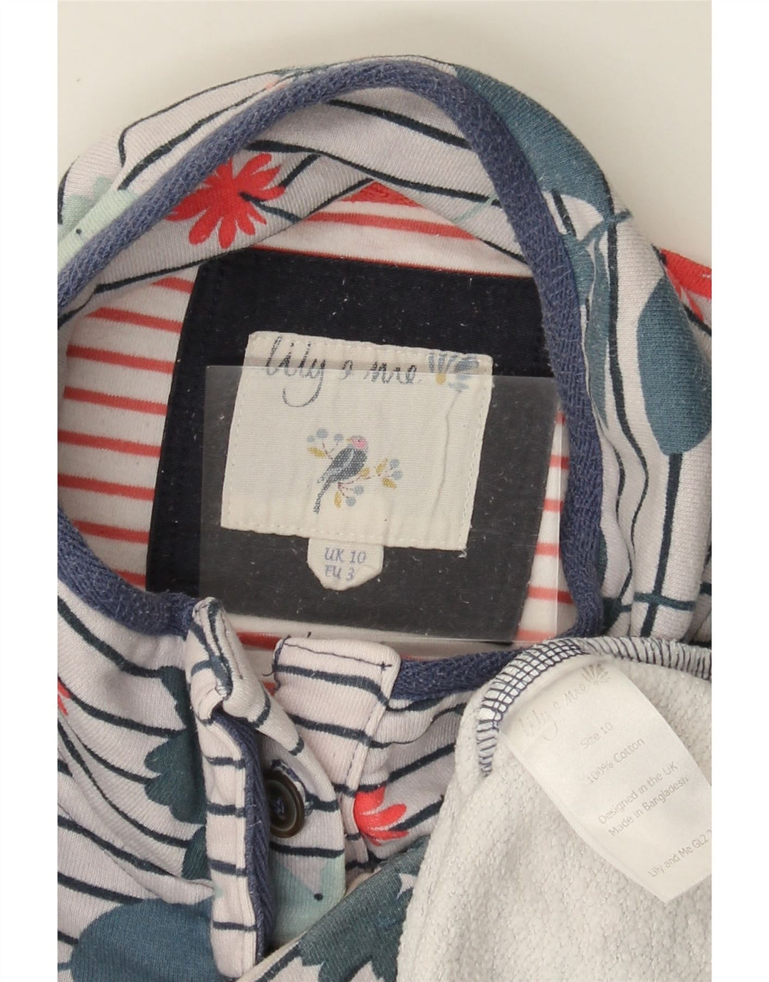 JOULES Γυναικείο φούτερ με λαιμό με κουμπιά Jumper UK 10 Small White Floral