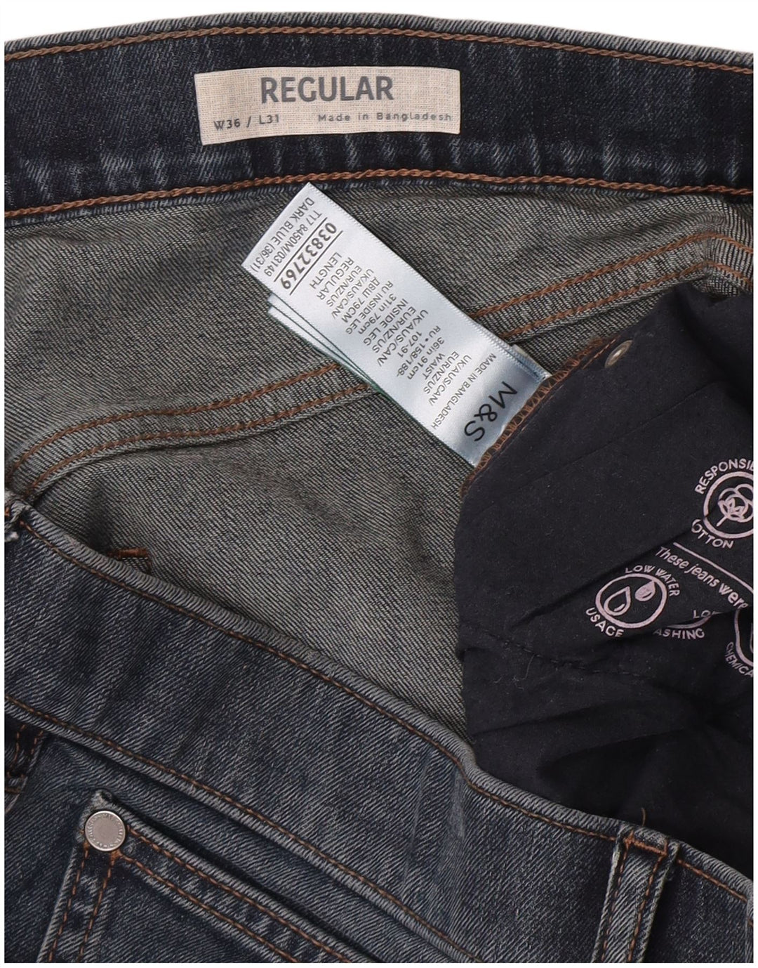 Ανδρικό τζιν ίσιο Marks & Spencer Regular Fit W36 L31 Μπλε βαμβακερό