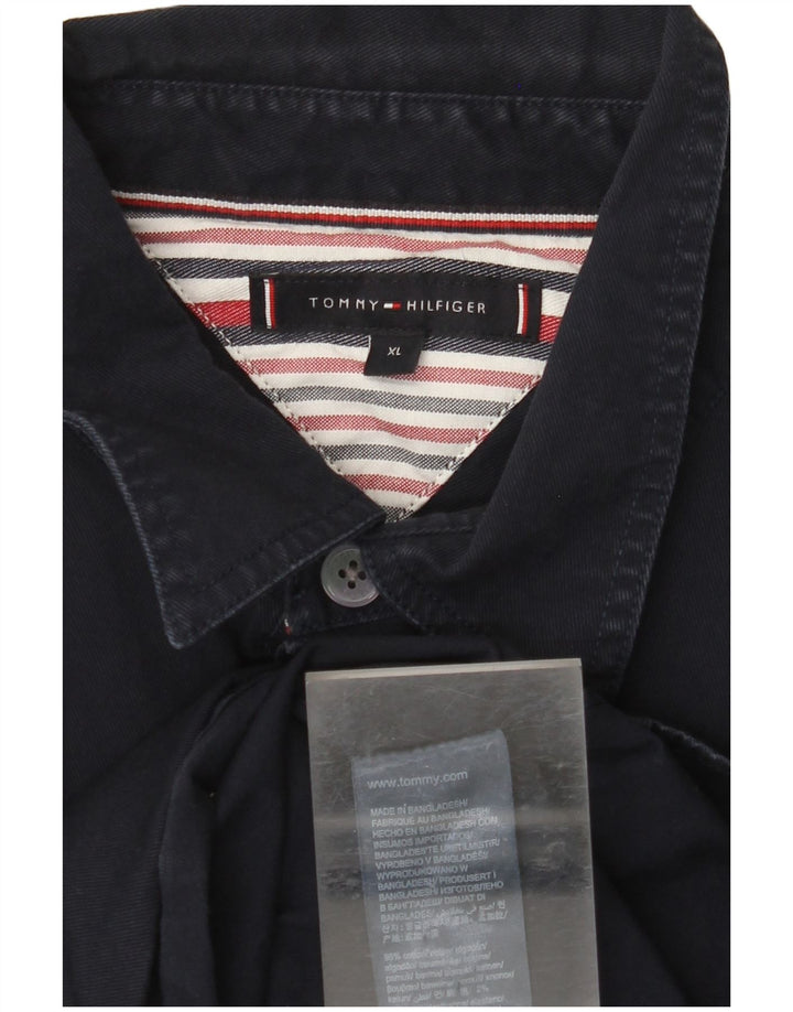 Ανδρικό πουκάμισο TOMMY HILFIGER XL Navy Blue Cotton