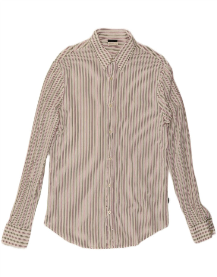 JUST CAVALLI Mens Shirt XL White Pinstripe Cotton Vintage Just Cavalli and Second-Hand Just Cavalli from Messina Hembry 