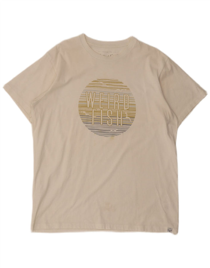 Weird Fish Ανδρικό γραφικό T-Shirt Top XL Λευκό βαμβακερό