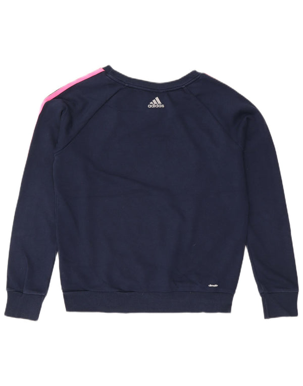 Γυναικεία φούτερ Adidas Climalite Graphic Jumper UK 12/14 Medium Navy Blue