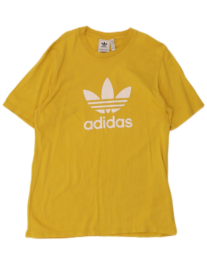 Ανδρικό γραφικό T-Shirt Adidas Top από μεσαίο κίτρινο βαμβάκι
