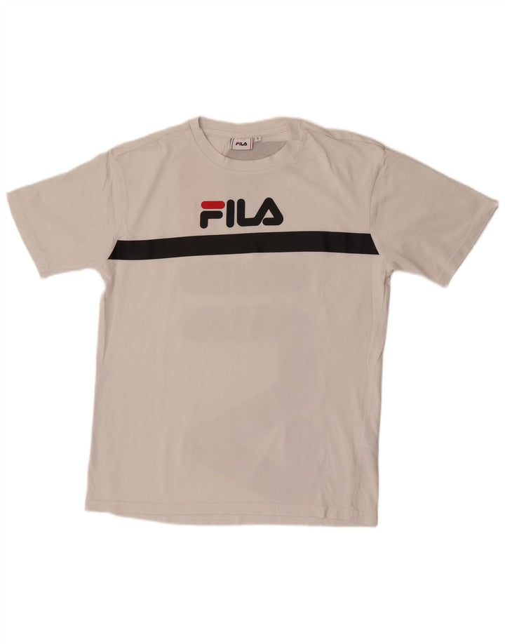 Fila Ανδρικό γραφικό T-Shirt Top Μικρό λευκό ριγέ βαμβακερό