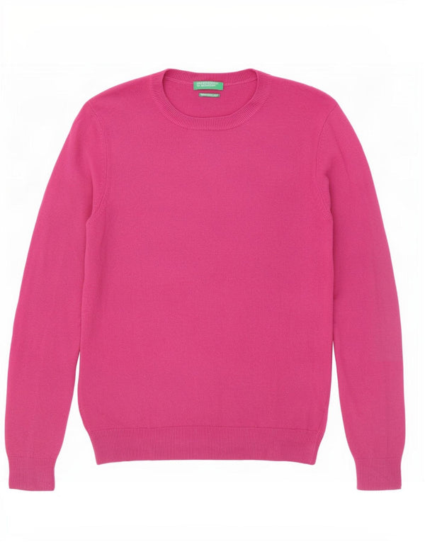 Γυναικείο πουλόβερ Benetton Crew Neck Jumper UK 12 Medium Pink Wool