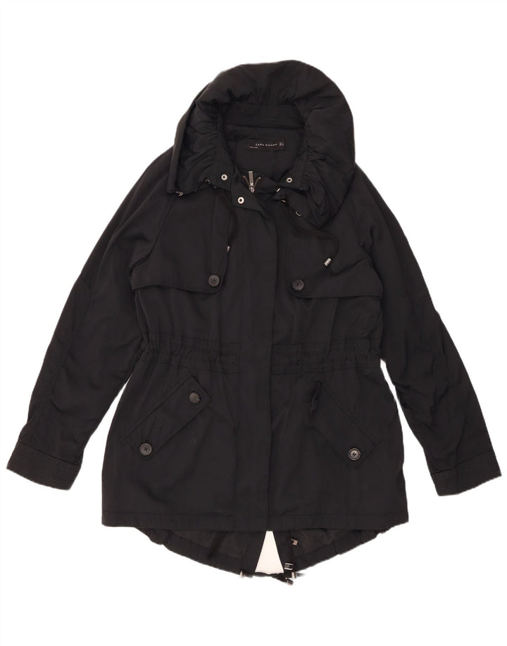 ZARA Γυναικείο μπουφάν Parka με κουκούλα UK 10 Small Black