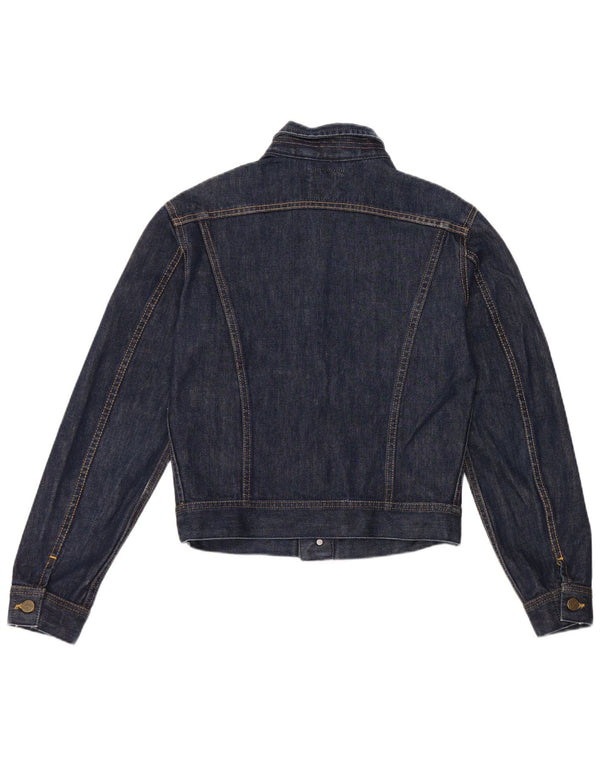 Lee Womens Crop Τζιν Μπουφάν UK 12 Medium Navy Blue Cotton