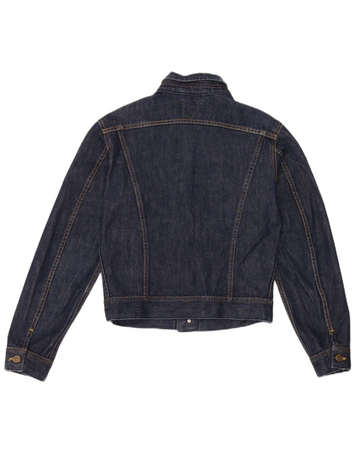 Lee Womens Crop Τζιν Μπουφάν UK 12 Medium Navy Blue Cotton