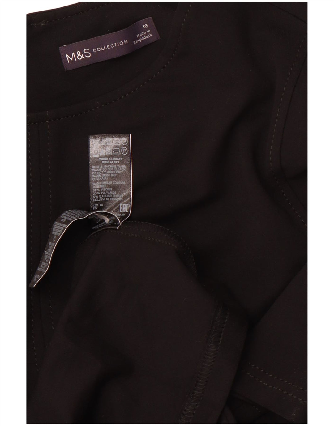 MARKS & SPENCER Γυναικείο μακρυμάνικο φόρεμα A-Line UK 16 μεγάλη μαύρη βισκόζη