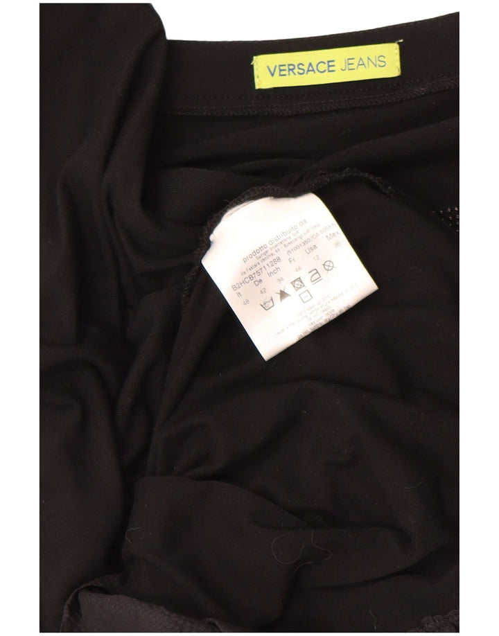Γυναικείο τουνίκ φόρεμα με ρόπαλο Versace IT 48 XL Μαύρη βισκόζη