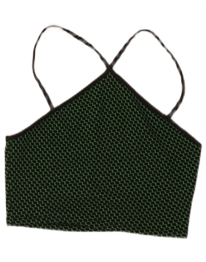 Zara Womens Crop Halter Top UK 12 Medium Green Spotted