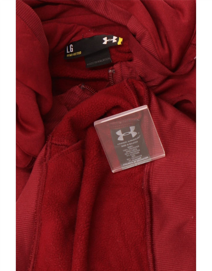 UNDER ARMOR Γυναικείο πουλόβερ με κουκούλα με φερμουάρ UK 16 μεγάλο μπορντό πολυεστέρα