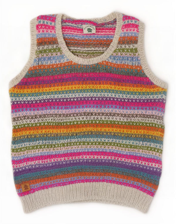 Pachamama Γυναικείο Χειροποίητο Γιλέκο Tank Top UK 14 μεσαία πολύχρωμα ριγέ