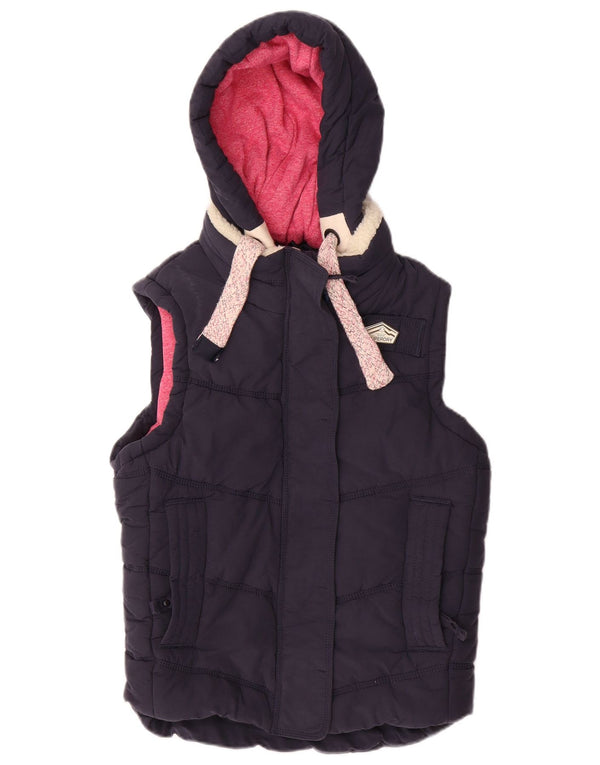 Superdry Γυναικεία κουκούλα με επένδυση Gilet UK 14 Medium Navy Blue Cotton