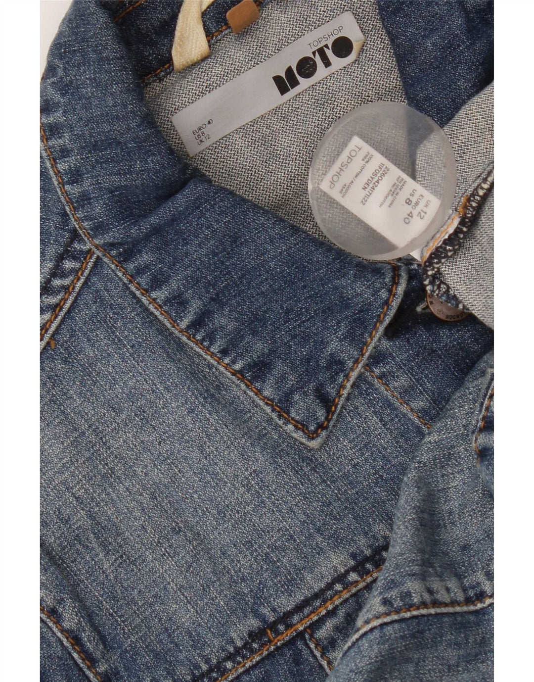 Topshop Γυναικείο τζιν μπουφάν UK 12 μεσαίο μπλε βαμβακερό