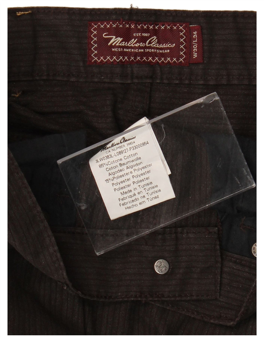 MARLBORO CLASSICS Ανδρικό ίσιο casual παντελόνι W30 L34 καφέ βαμβακερό