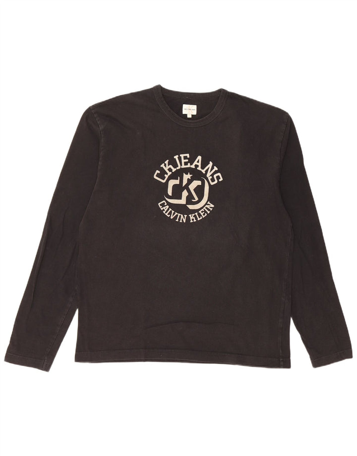 Calvin Klein Jeans Ανδρικό γραφικό τοπ Μακρυμάνικο μεγάλο μαύρο βαμβακερό