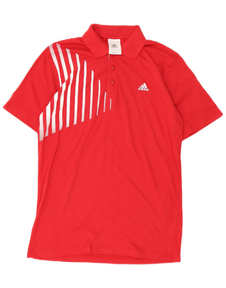Ανδρικό πουκάμισο πόλο Adidas, Βαμβακερό μεσαίο κόκκινο ριγέ