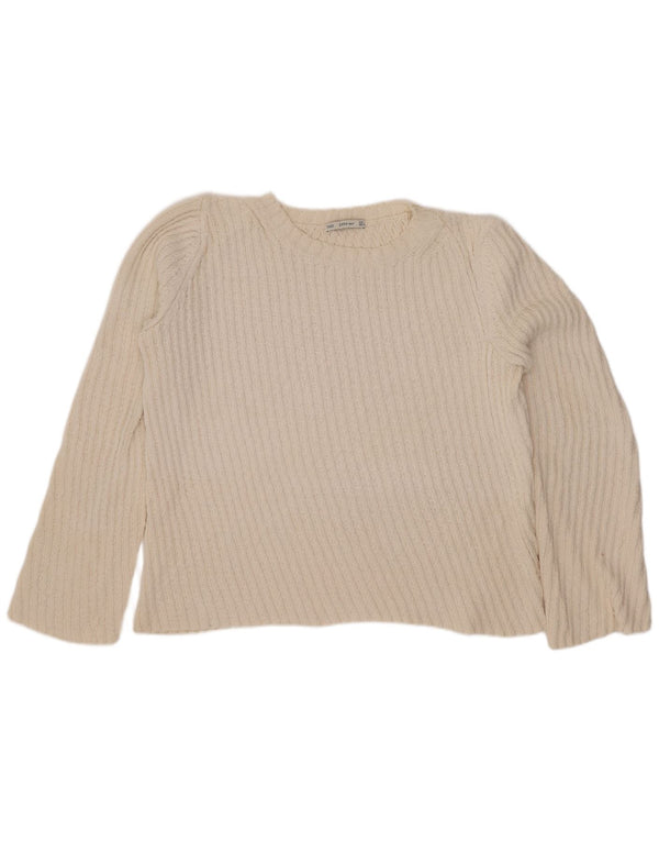 Zara Γυναικείο πουλόβερ με λαιμόκοψη UK 16 Large Off White