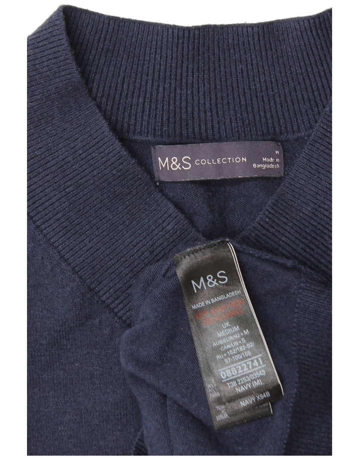Marks & Spencer Γυναικείο πουλόβερ με λαιμόκοψη με V λαιμόκοψη UK 14 Medium Navy Blue Viscose
