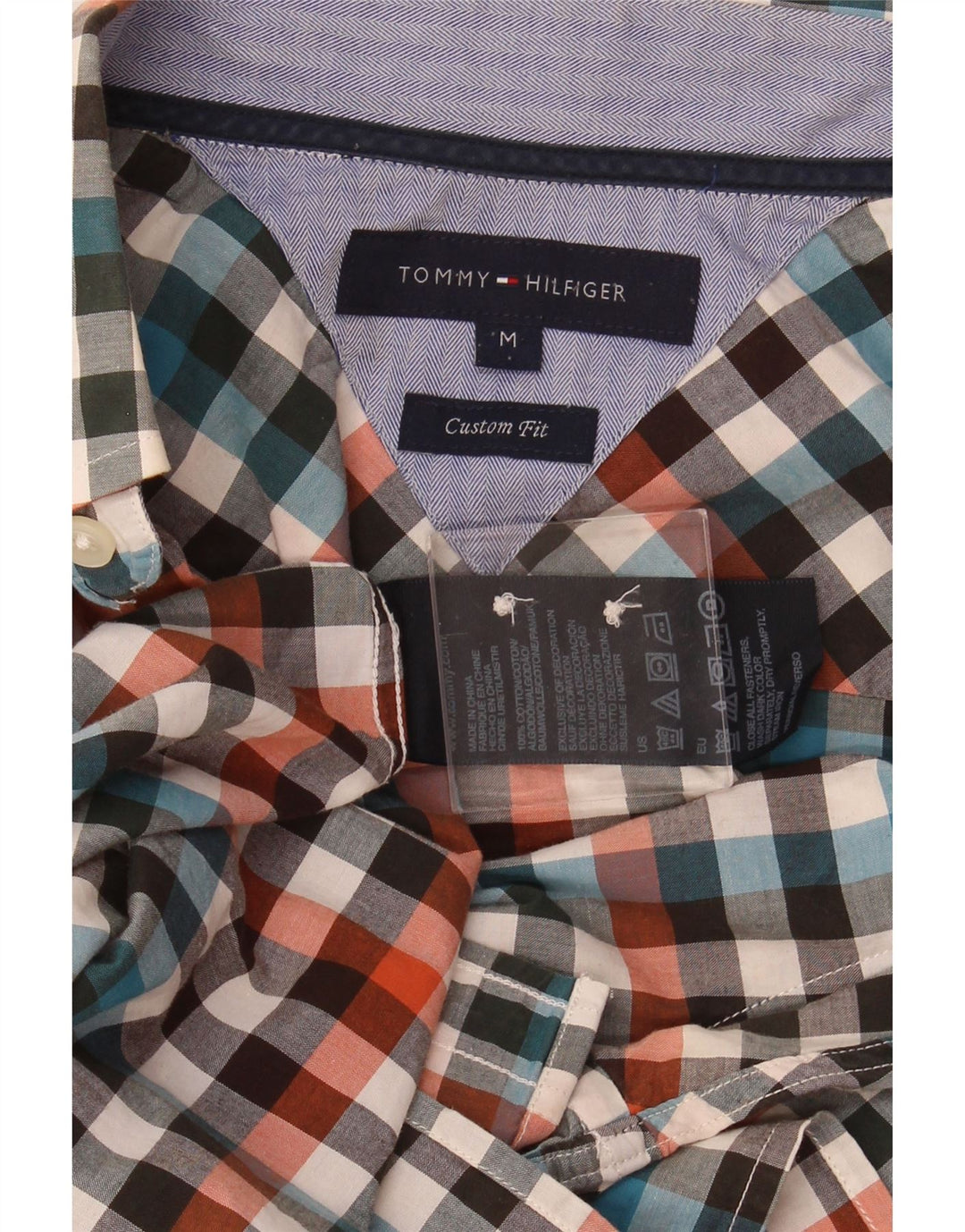 TOMMY HILFIGER Ανδρικό πουκάμισο προσαρμοσμένης εφαρμογής, μεσαίο πολύχρωμο βαμβακερό