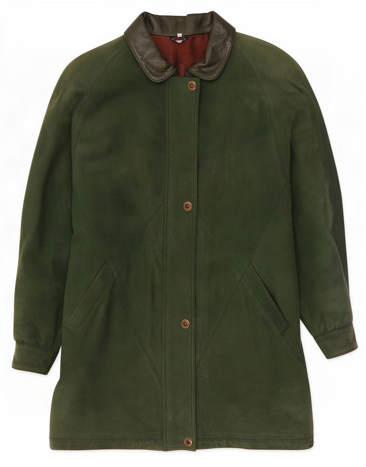 Vintage Γυναικείο Oversized Δερμάτινο Παλτό EU 40 Medium Green
