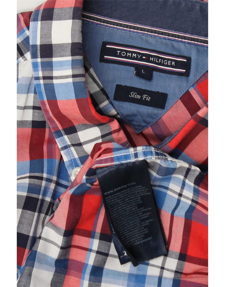 Ανδρικό πουκάμισο Tommy Hilfiger Slim Fit μεγάλο κόκκινο βαμβακερό