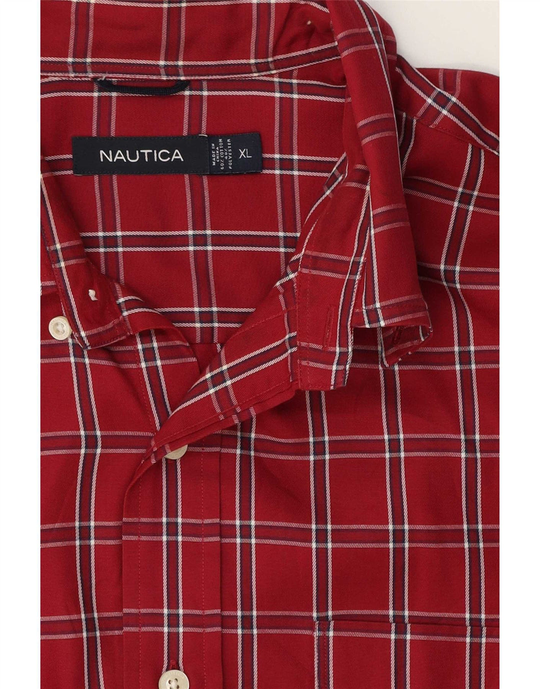 Ανδρικό πουκάμισο Nautica XL Red Check Cotton