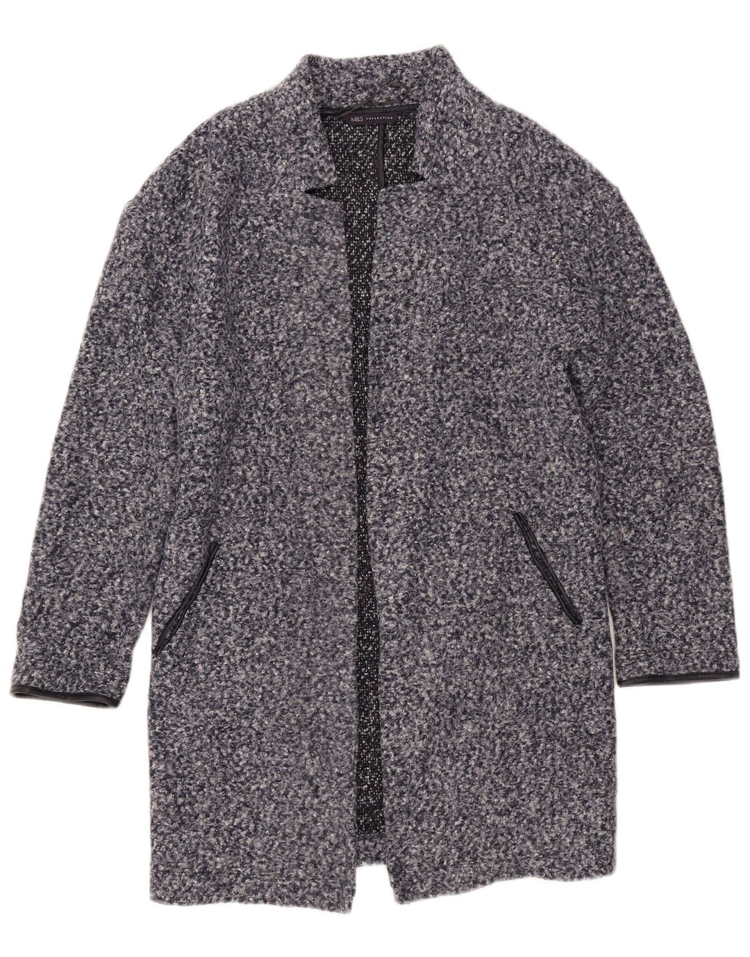 Marks & Spencer Γυναικείο παλτό UK 8 Small Navy Blue Flecked Polyester