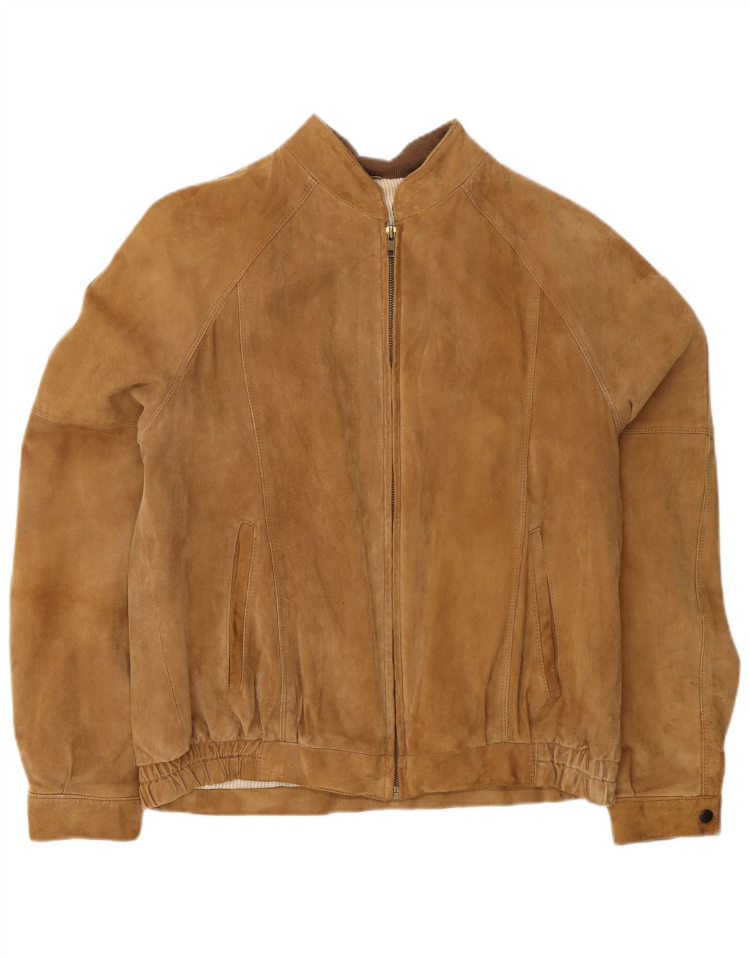 Vintage Ανδρικό Suede Bomber Jacket IT 50 Large Brown Δερμάτινο