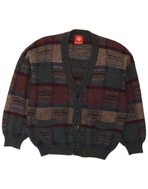 Ανδρικό πουλόβερ ζακέτα Settebello Large Green Check Mohair