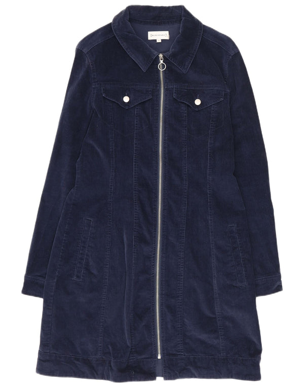 Warehouse Γυναικείο Κοτλέ Πανωφόρι UK 14 Large Navy Blue Cotton