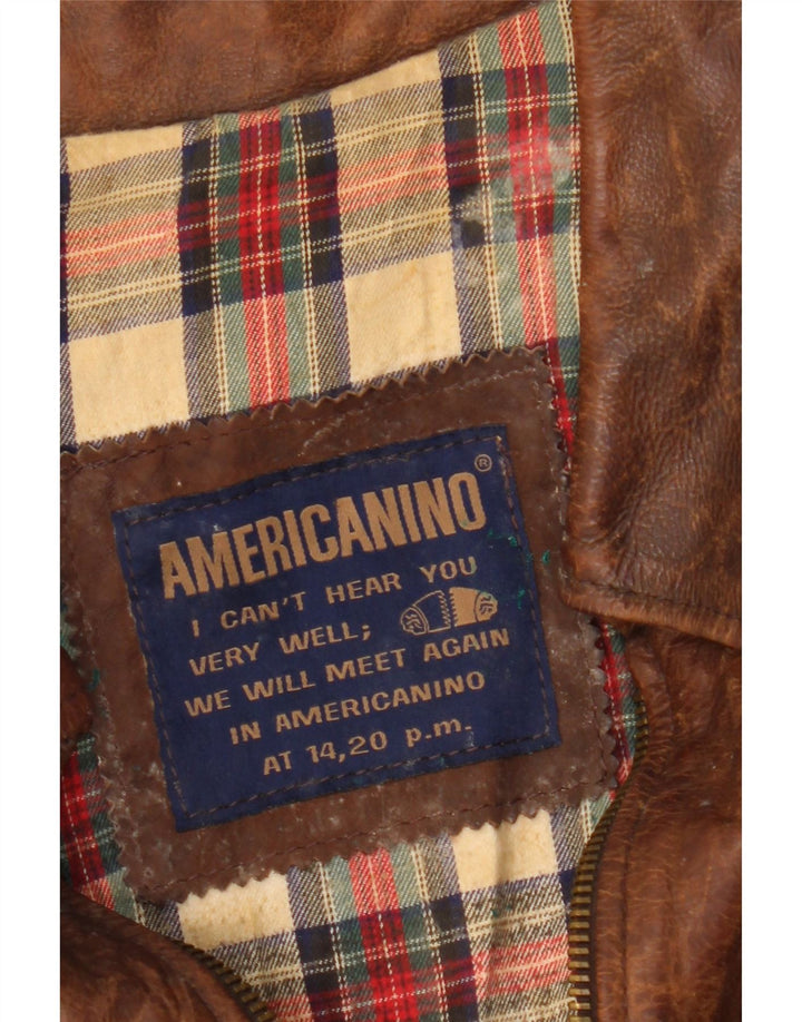 Americanino Γυναικείο Oversized Δερμάτινο Μπουφάν UK 16 Large Brown Δερμάτινο