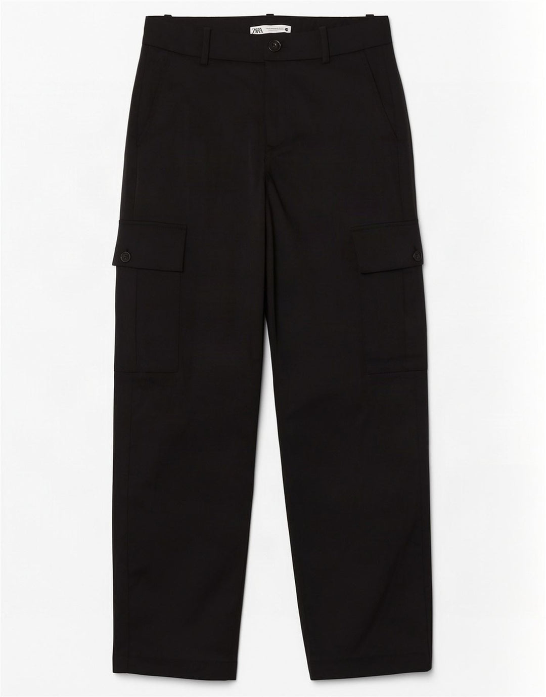 Zara Γυναικείο ίσιο παντελόνι Cargo Medium W28 L32 Μαύρο