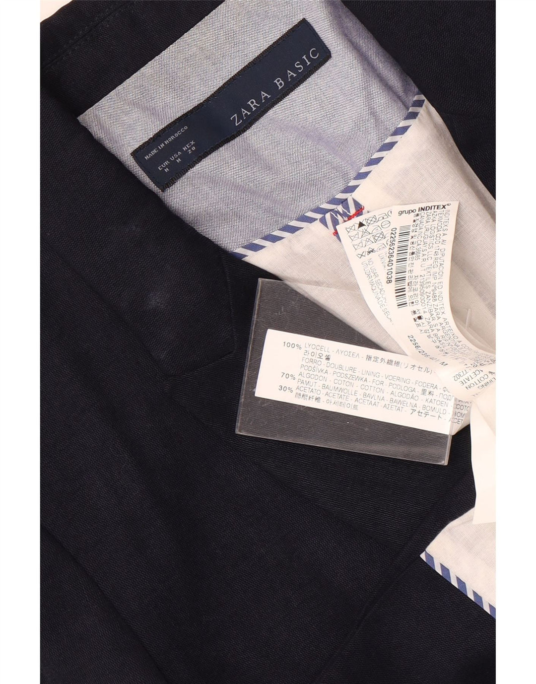 Zara Γυναικείο σακάκι Blazer με διπλό στήθος UK 12 Medium Navy Blue Lyocell