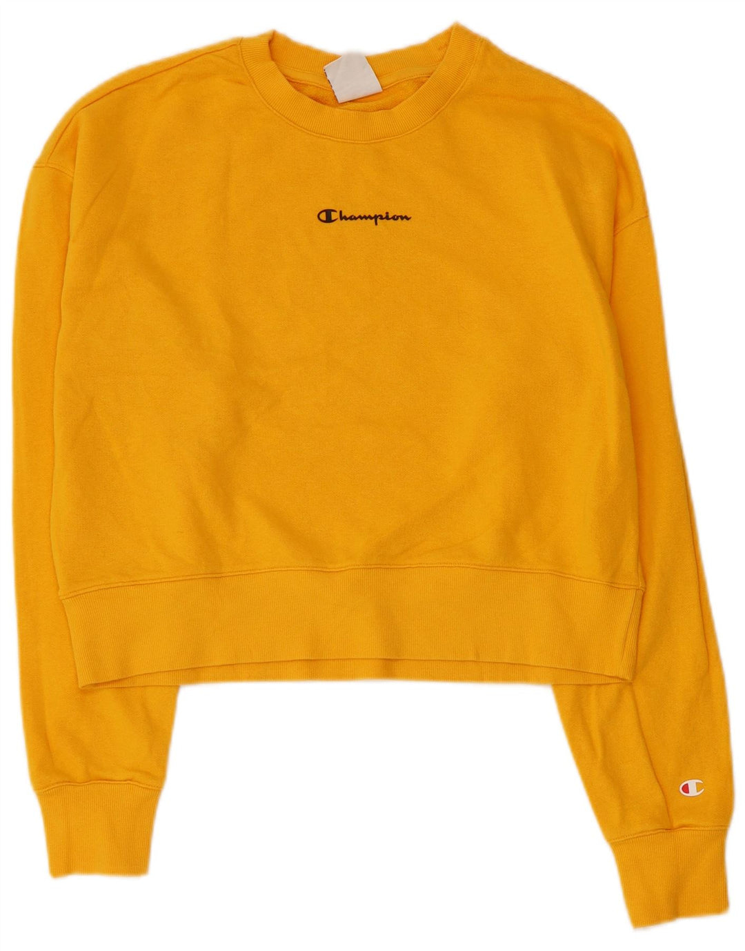 CHAMPION Γυναικεία φούτερ Crop Jumper UK 16 Large Yellow Cotton