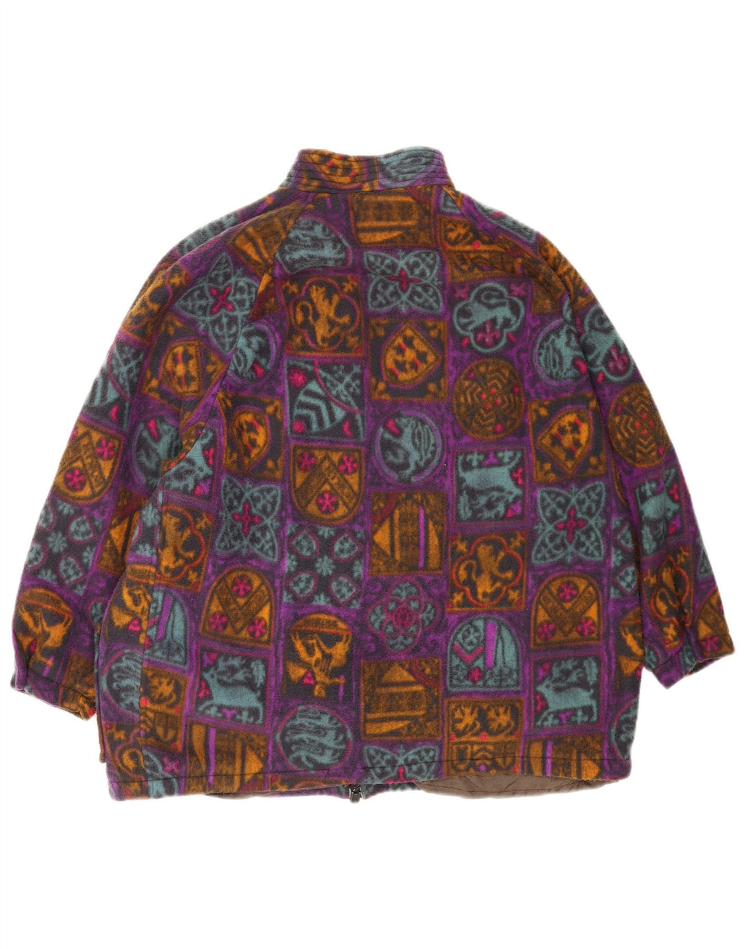 Vintage γυναικείο υπερμεγέθη Fleece Jacket UK 18 XL Πολύχρωμο γεωμετρικό