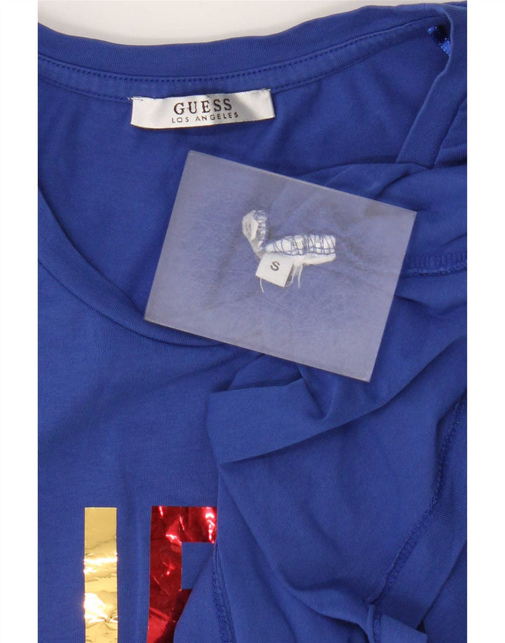Guess Γυναικείο γραφικό T-Shirt Top UK 8 Small Blue