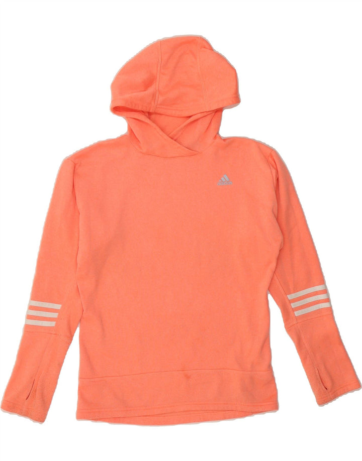 ADIDAS Womens Hoodie Jumper UK 8/10 Small Orange Polyester Vintage Adidas and Second-Hand Adidas from Messina Hembry 
