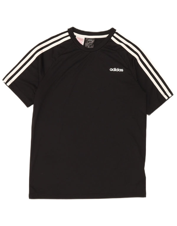 ADIDAS Boys Climalite T-Shirt Top 13-14 Years Black Polyester