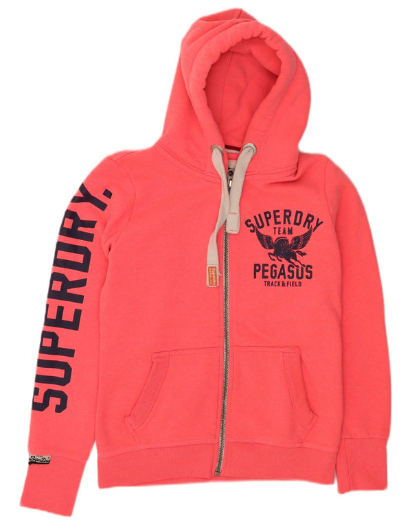 Superdry γυναικείο πουλόβερ με κουκούλα με φερμουάρ UK 12 μεσαία ροζ αθλητικά