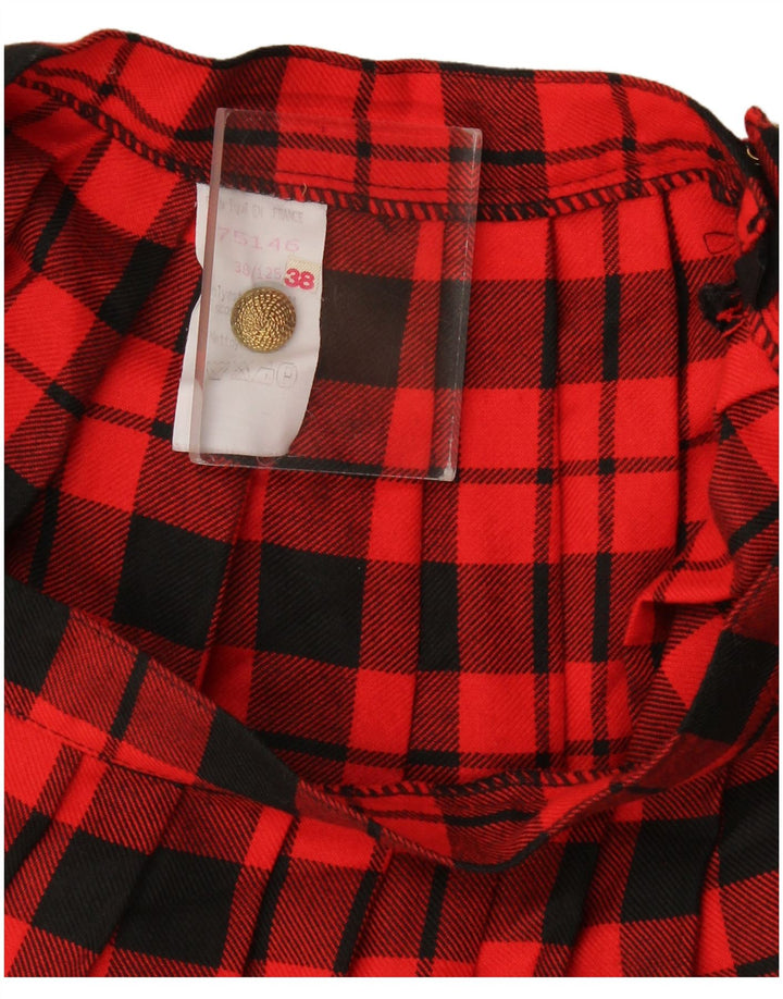 Vintage γυναικεία πλισέ φούστα σε γραμμή Α EU 38 Medium W28 Κόκκινο καρό πολυεστέρας