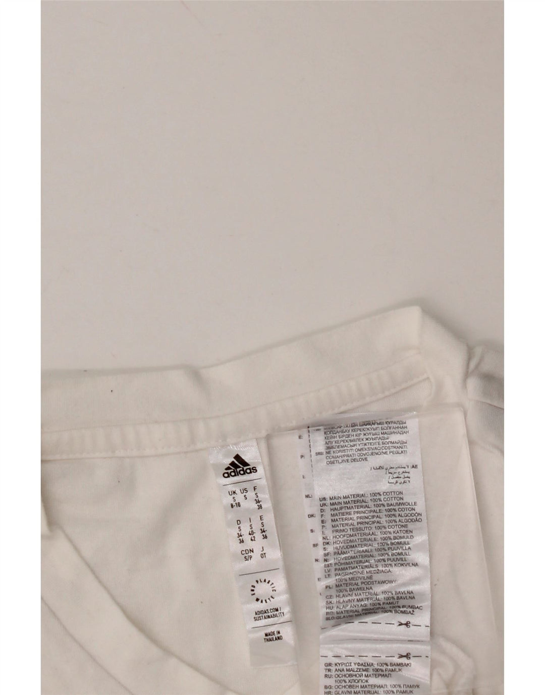 ADIDAS Γυναικείο T-Shirt Top UK 8/10 Μικρό λευκό βαμβακερό